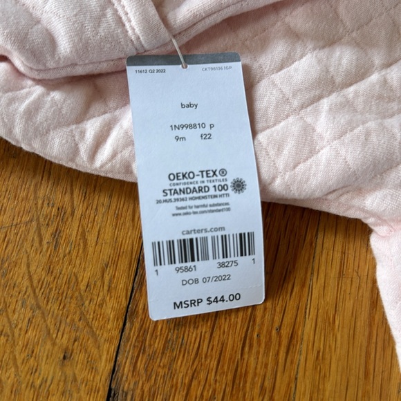 NWT Carter’s Baby Pink Hooded Quilted Jumpsuit Size 9 Months - Picture 5 of 5